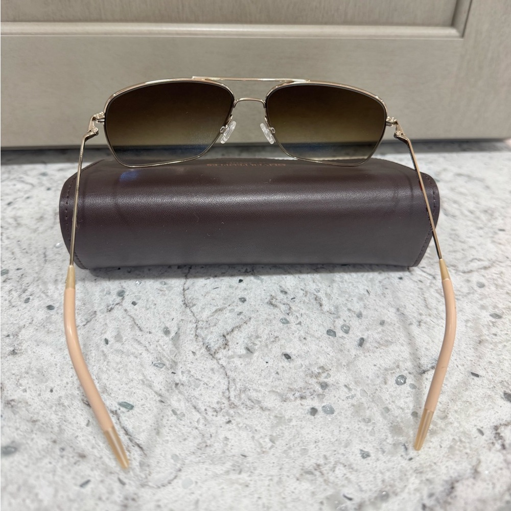 OLIVER PEOPLES Clifton 5035/85 Rectangle Sunglasses Gold Frame NEW AUTHENTIC - Picture 7 of 14